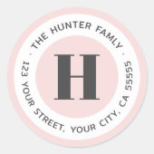 Moderne, minimale Rücksendeadresse in Monogramm Runder Aufkleber (Vorderseite)