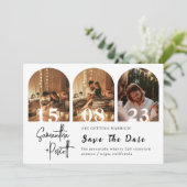 Moderne minimale Save the Date Bogendecke Einladung (Stehend Vorderseite)