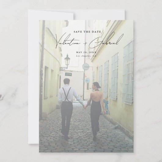 Moderne minimale Save the Date Einladung (Vorderseite)