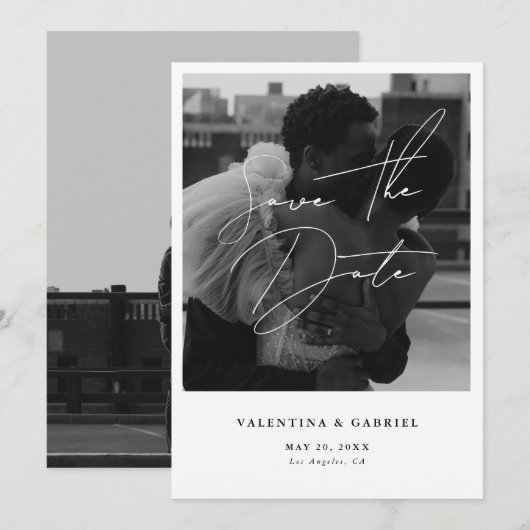 Moderne minimale Save the Date Einladung (Vorne/Hinten)