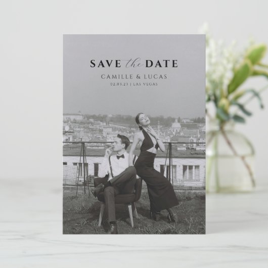 Moderne minimale Save the Date Einladung (Stehend Vorderseite)