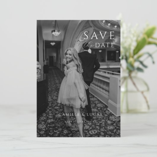 Moderne minimale Save the Date Einladung (Stehend Vorderseite)