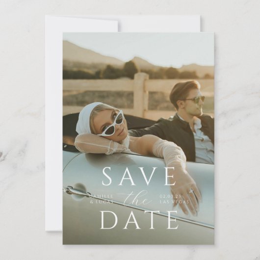 Moderne minimale Save the Date Einladung (Vorderseite)