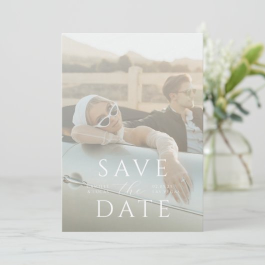 Moderne minimale Save the Date Einladung (Stehend Vorderseite)
