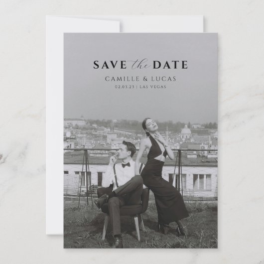 Moderne minimale Save the Date Einladung (Vorderseite)