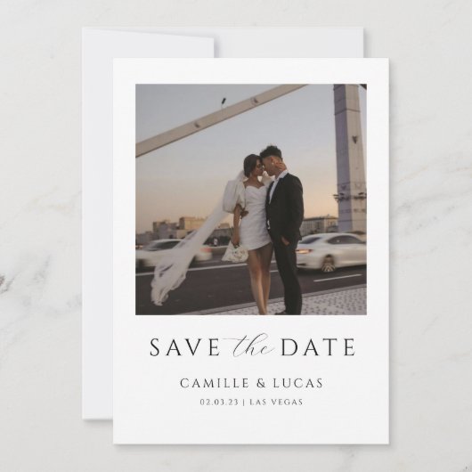 Moderne minimale Save the Date Einladung (Vorderseite)
