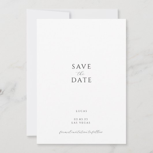 Moderne minimale Save the Date Einladung (Vorderseite)