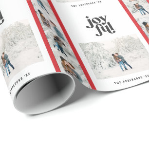Moderne minimale schick rote Multi-Foto Weihnachte Geschenkpapier