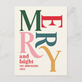 Moderne minimale schlicht bunte Weihnachtszeit Feiertagspostkarte