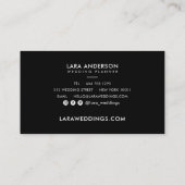 Moderne, minimale schlichte Schwarz-weiße Monogram Visitenkarte (Rückseite)