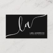 Moderne, minimale schlichte Schwarz-weiße Monogram Visitenkarte (Vorderseite)