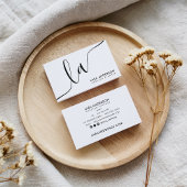 Moderne, minimale schlichte Schwarz-weiße Monogram Visitenkarte