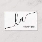 Moderne, minimale schlichte Schwarz-weiße Monogram Visitenkarte (Vorderseite)