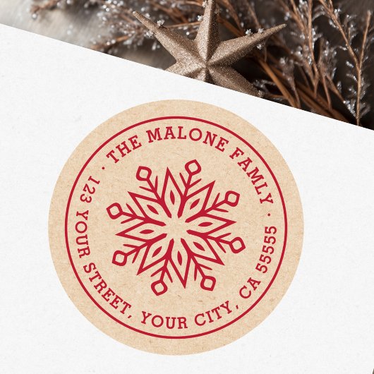 Moderne minimale Schneeflocke rote Kraft Rücksende Runder Aufkleber