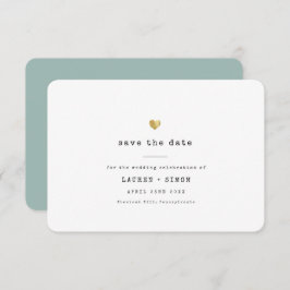 Moderne Minimale Schreibmaschine Gold Heart Weddin Save The Date