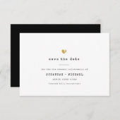 Moderne Minimale Schreibmaschine Gold Herz-Wind Er Save The Date (Vorne/Hinten)