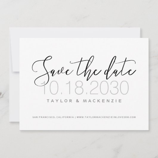 Moderne Minimale Schrift Save the Date (Vorderseite)