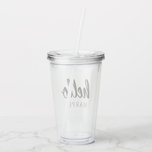 Moderne minimale Schwarz und Weiß Hallo und Sie ne Acryltrinkbecher (Rückseite)