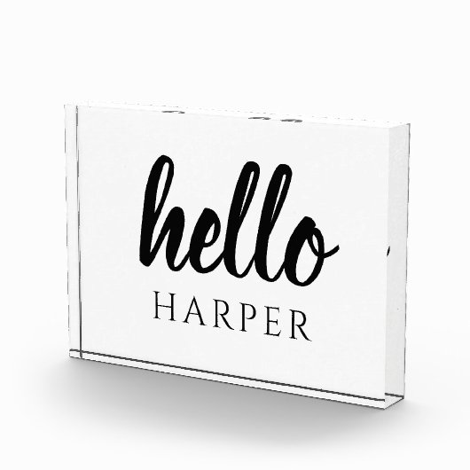 Moderne minimale Schwarz und Weiß Hallo und Sie ne Fotoblock (Rechts)