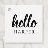 Moderne minimale Schwarz und Weiß Hallo und Sie ne Geschenkanhänger (Vorderseite)
