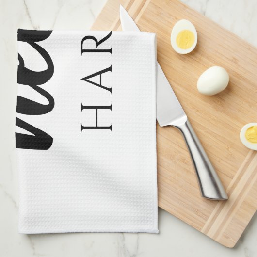 Moderne minimale Schwarz und Weiß Hallo und Sie ne Geschirrtuch (Viertel Falte)