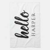 Moderne minimale Schwarz und Weiß Hallo und Sie ne Geschirrtuch (Vertikal)