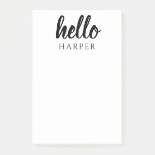 Moderne minimale Schwarz und Weiß Hallo und Sie ne Post-it Klebezettel