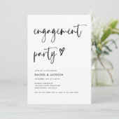 Moderne minimale Schwarz-Weiß-Engagement-Partei Einladung (Stehend Vorderseite)