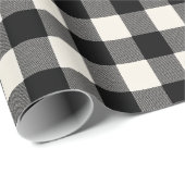 Moderne Minimale Schwarz-Weiß Gingham Karomuster Geschenkpapier (Rolleneckpunkt)