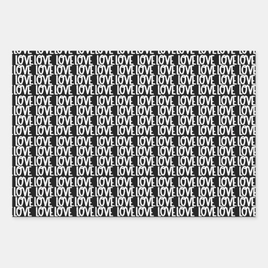 moderne minimale Schwarz-Weiß-Herzen Geschenkpapier Set (Vorderseite)