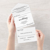 Moderne, minimale Schwarz-Weiß-Hochzeit All In One Einladung (Abreißen)
