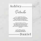 Moderne, minimale Schwarz-Weiß-Hochzeit Begleitkarte (Vorderseite)