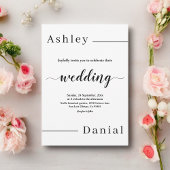 Moderne, minimale Schwarz-Weiß-Hochzeit Einladung