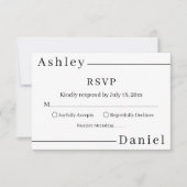 Moderne, minimale Schwarz-Weiß-Hochzeit RSVP Karte (Vorderseite)