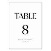 Moderne & minimale Schwarz/Weiß Hochzeit Tischnummer (Vorderseite)