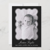 Moderne minimale Schwarz & Weiß Neugeborene Geburt Ankündigung (Vorderseite)