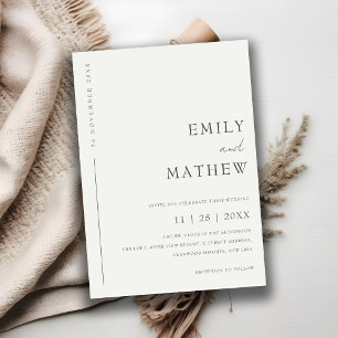 Moderne Minimale Schwarz-Weiß-Typografie-Hochzeit Einladung