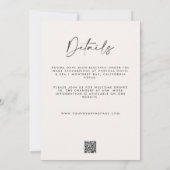 Moderne minimale Schwarz-weiße Detail QR Code Hoch Einladung (Rückseite)