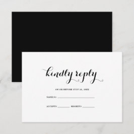 Moderne minimale Schwarz-weiße Hochzeitkarte RSVP Karte