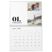 Moderne, minimale Schwarz-weiße Multi-Foto-Familie Kalender (Jan 2026)