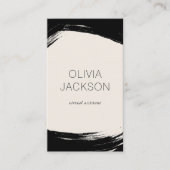 Moderne minimale Schwarz-weiße Pinselstriche Visitenkarte (Vorderseite)