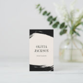 Moderne minimale Schwarz-weiße Pinselstriche Visitenkarte (Stehend Vorderseite)