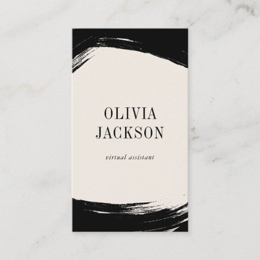 Moderne minimale Schwarz-weiße Pinselstriche Visitenkarte (Vorderseite)