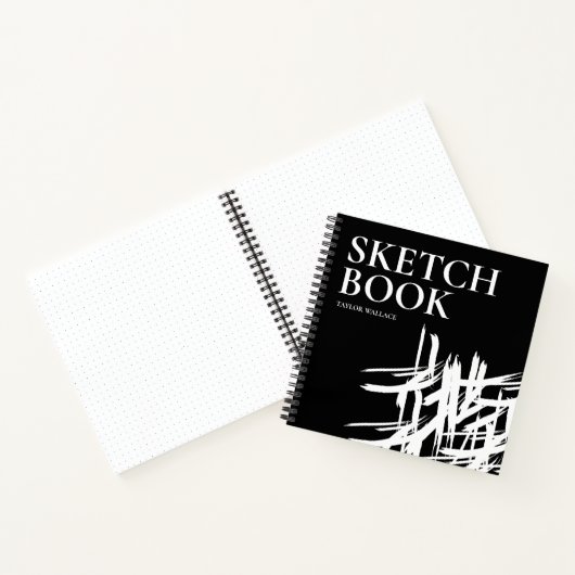 Moderne minimale Schwarz-weiße Schlaganfälle Perso Notizblock (Innenseite)