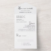 Moderne minimale Schwarz-weiße Skripthochzeit All In One Einladung (Innen Boden)