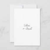 Moderne minimale Schwarz-weiße Skripthochzeit RSVP Karte (Rückseite)