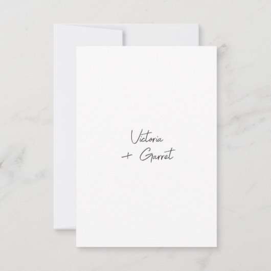 Moderne minimale Schwarz-weiße Skripthochzeit RSVP Karte (Rückseite)