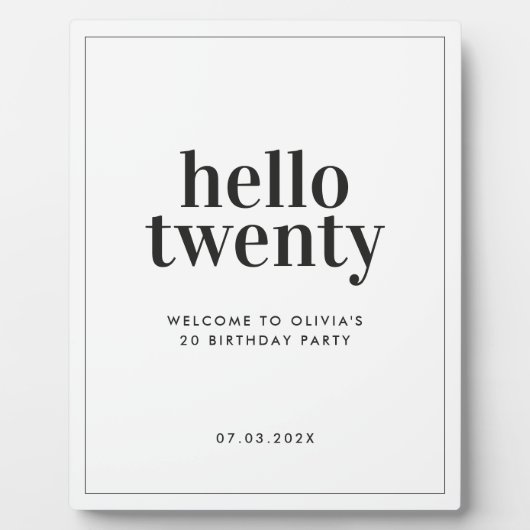 Moderne minimale Schwarz-weiße Typografie 20 Gebur Fotoplatte (Vorderseite)
