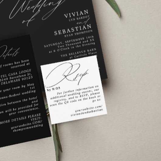 Moderne minimale Schwarz-weiße UAWG QR-Code-Karte Begleitkarte