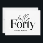 Moderne minimale schwarze einfach 40. Geburtstag Einladung<br><div class="desc">Moderne minimale Typografie einfach schwarz-weiß 40. Geburtstagseinladung. Teil einer zeitgenössischen Sammlung.</div>